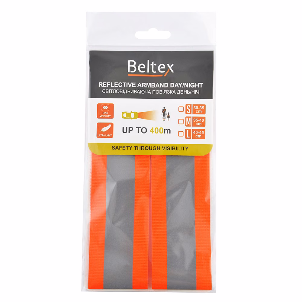 Світловідбивна пов'язка день/ніч дитяча Beltex S 30-35см помаранчева BX70600