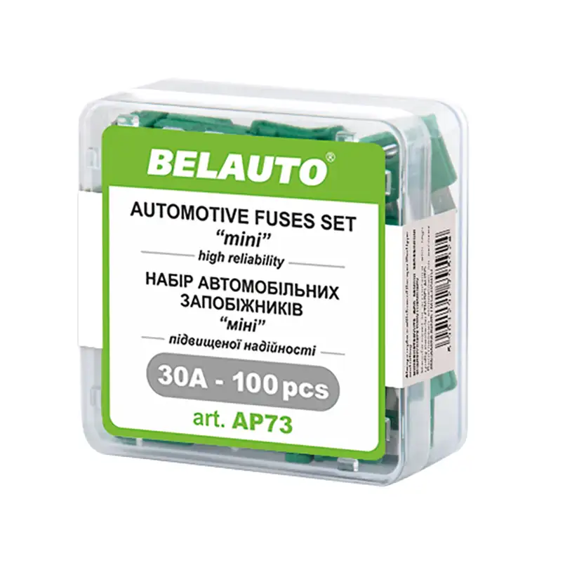 Набір запобіжників BELAUTO "міні" AP73, 30А, 100 шт. AP73