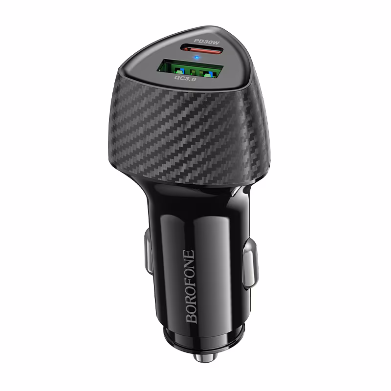 Автомобільний зарядний пристрій Borofone BZ31C Solid PD30W+QC3.0 car charger чорний