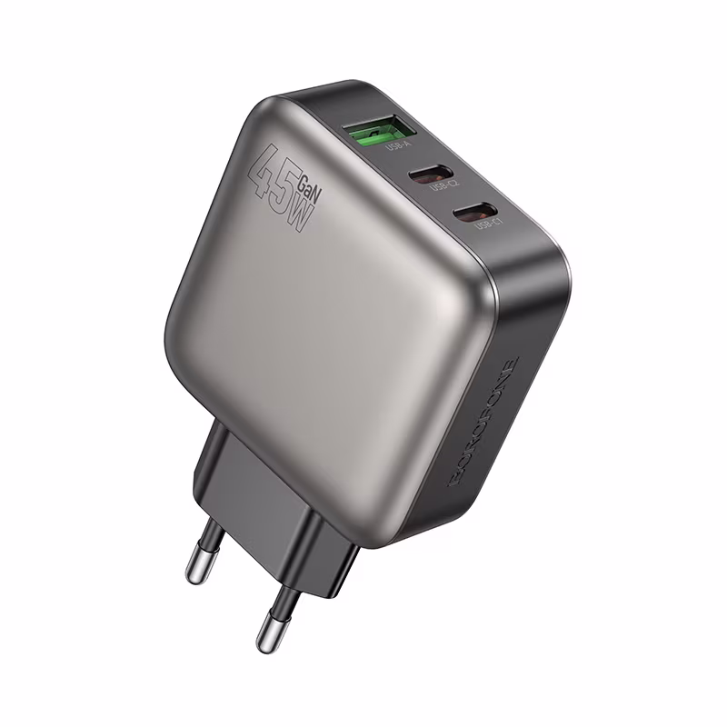 Мережевий зарядний пристрій Borofone BAS56A Absolute PD45W (2C1A) charger, (EU) чорний BF-BAS56A-Black