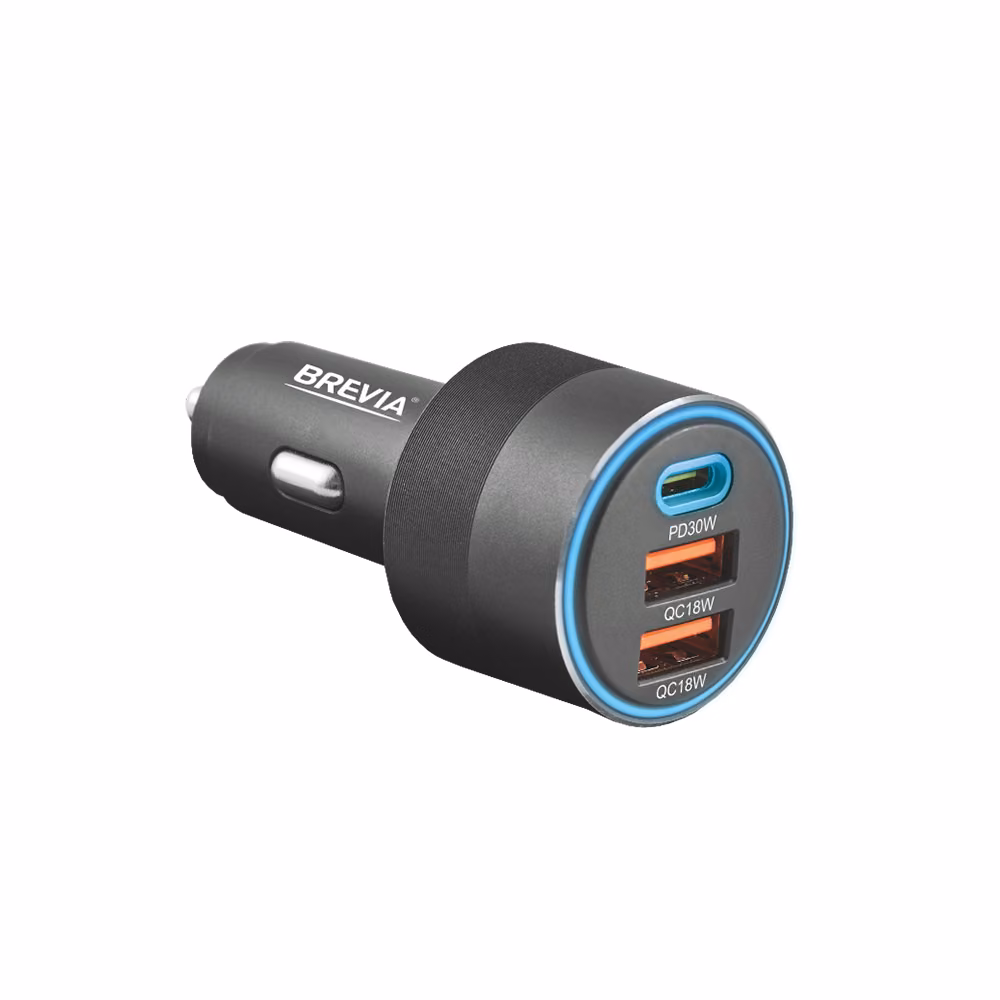 Автомобільний зарядний пристрій BREVIA ePower TriCharge 66W 1xUSB-C+2xUSB-A чорний 46066DUCLB 46066DUCLB