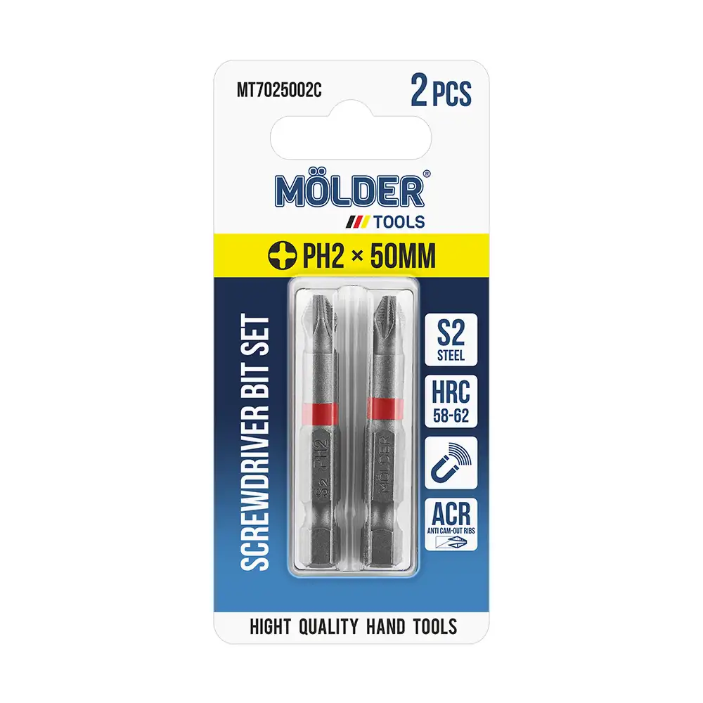 Набір біт Molder PH2x50мм 2шт (кольорове маркування) MT7025002C MT7025002C