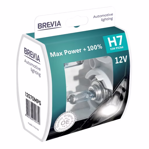 Галогенова лампа Brevia H7 12V 55W PX26d Max Power +100% S2 12070MPS
