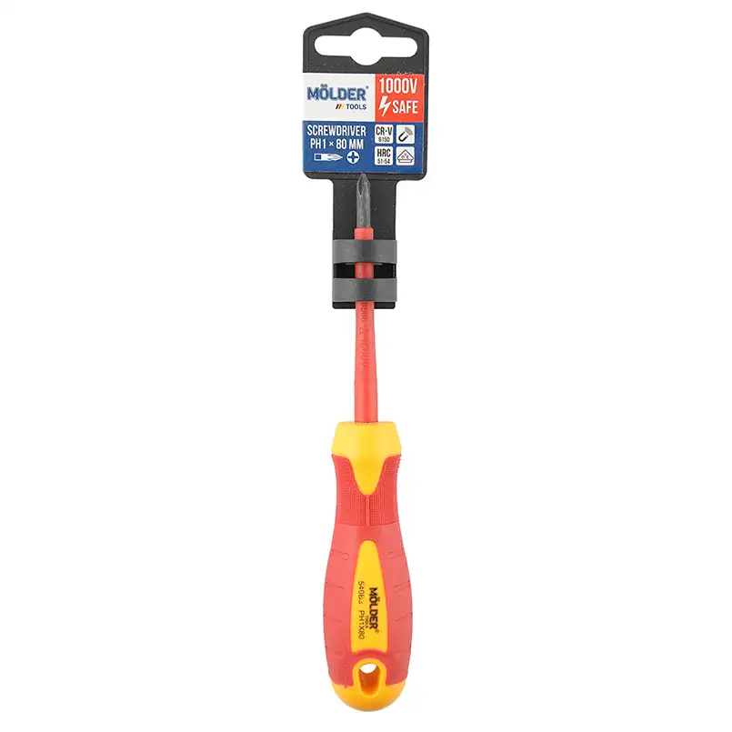 Викрутка хрестова Molder MT35105 діелектрична VDE 1000В, PH1x80мм MT35105