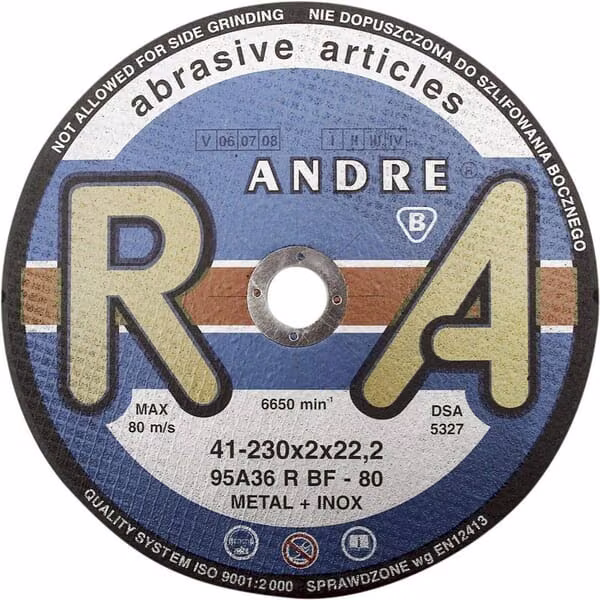 Щит для різки сталі Andre, плиский, 230 x 2 x 22