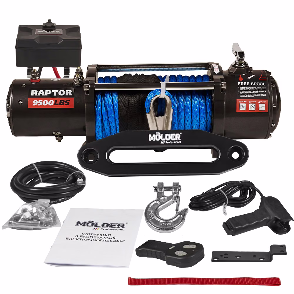 Лебідка MOLDER RAPTOR 9500lbs (5.5hp/4.1kw; 265 : 1) синтетичний трос, MA23096 MA23096