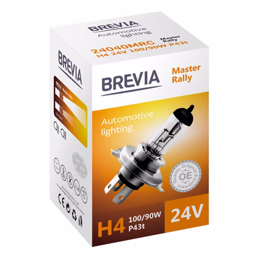 Галогенова лампа Brevia H4 24V 100/90W P43t Master Rally CP 24040MRC