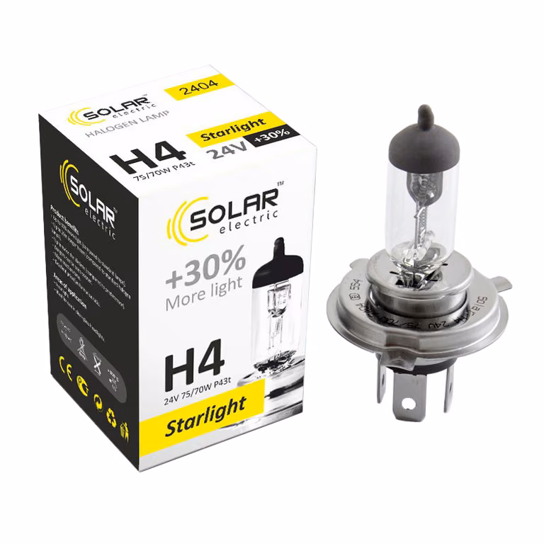 Галогенова лампа SOLAR H4 24V 75/70W P43t-38 Starlight +30% 2404