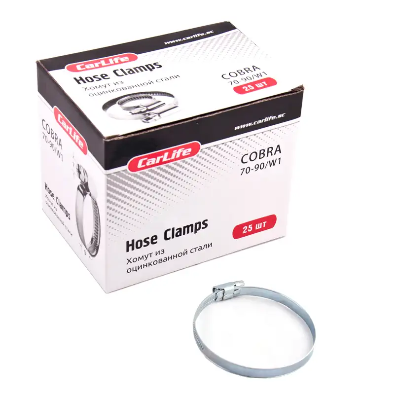 Хомути оцинковані CarLife 70-90/W1, 9х0,67 мм, 25 шт. HC070090