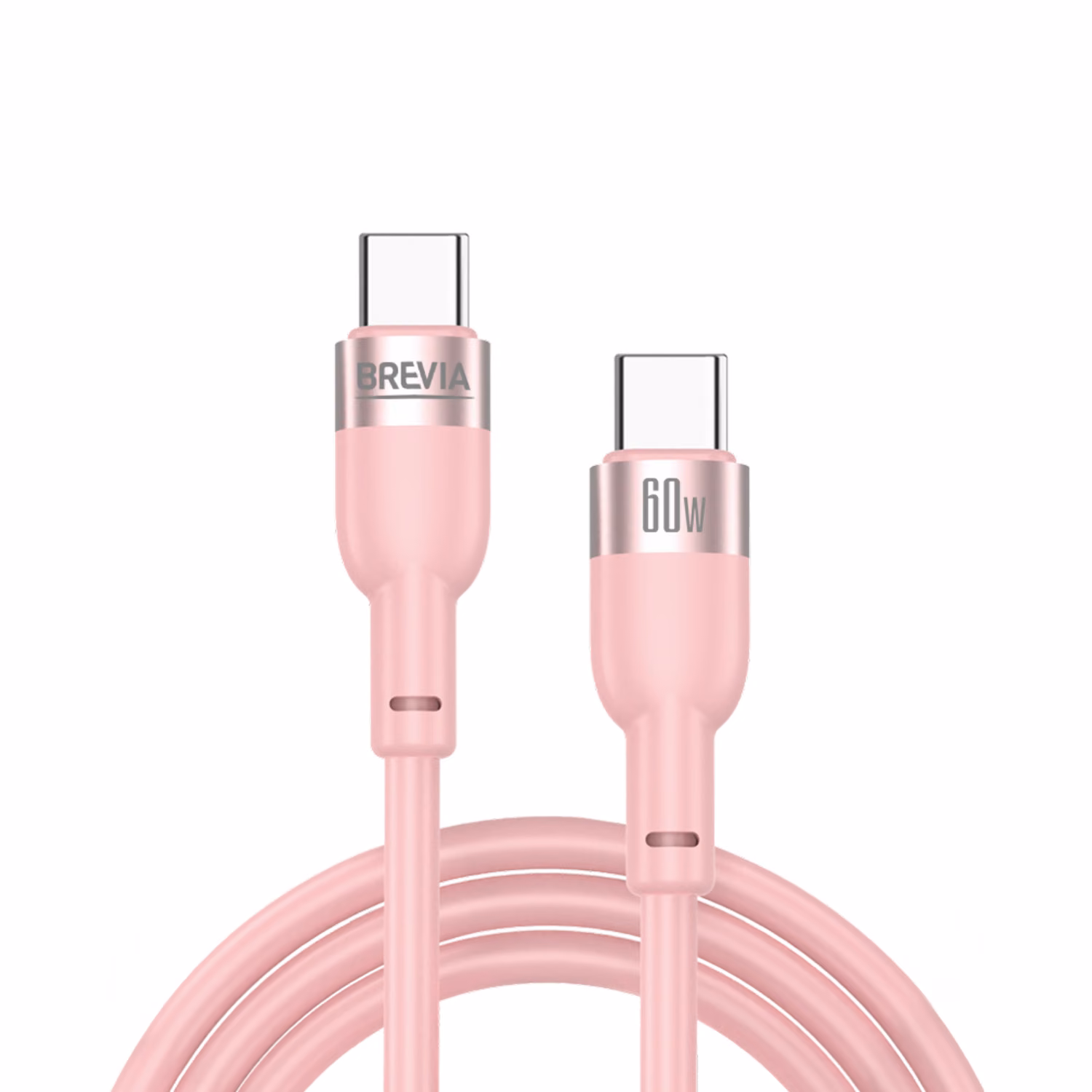 Кабель Brevia Type-C to Type-C 60W 1,2м, рожевий ZIP, 52120PCCZ1 52120PCCZ1