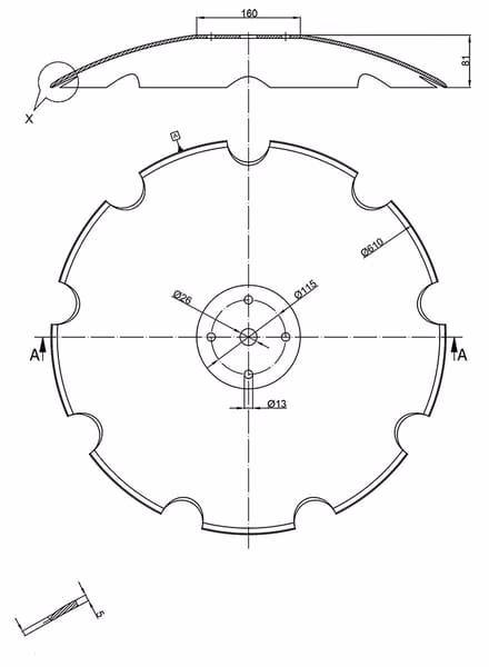 Диск 610х5 зубчастий