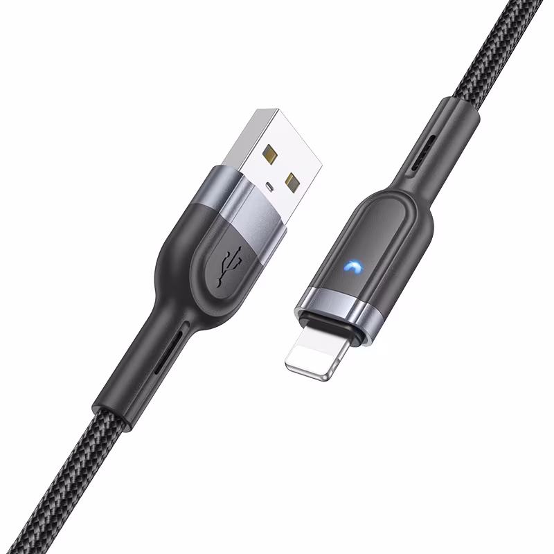 Кабель Hoco U117 Grand intelligent power-off charging data cable iP 1.2м чорний