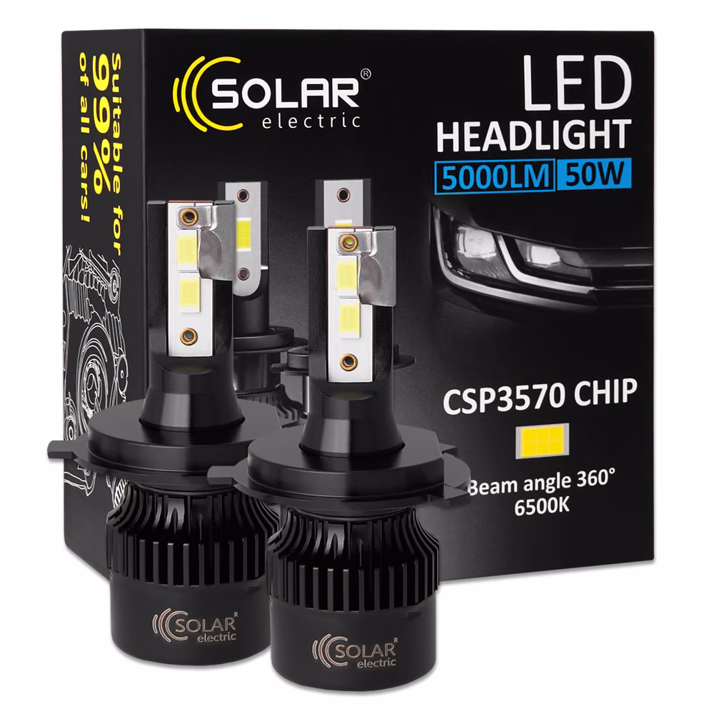 Автолампа Solar LED H4 12/24V 50W 5000Lm 6500K CSP3570 2шт 8504S2 8504S2