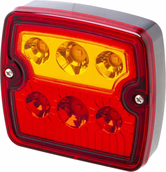 Задній ліхтар, LED, квадратний, 12/24V, червоний/помаранчевий, 105.4x29.5x97.4mm, 6 світлодіодів, Kramp LA40061