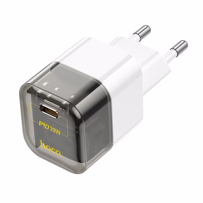 Мережевий зарядний пристрій Hoco C125A Transparent tribute single-port PD20W charger (EU) Black HC-C125A-Black