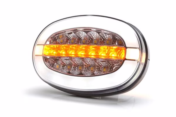 Ліхтар багатофункціональний LED, овальний, з повторювачем, 12-24V, 136.4x91x40мм LA80095