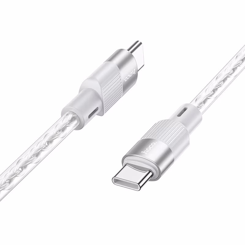 Кабель Hoco X99 Crystal junction 60W silicone charging data cable Type-C to Type-C 1м сірий