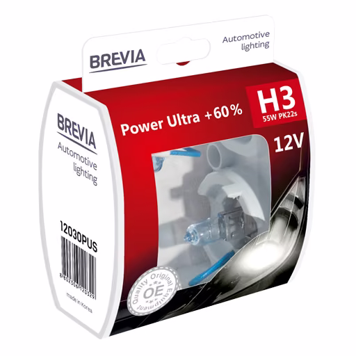 Галогенова лампа Brevia H3 12V 55W PK22s Power Ultra +60% S2 12030PUS
