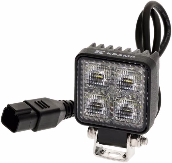 Світильник робочий LED, 12Вт, 1200лм, квадратний, 12/24В, білий, 53.7x75.5x32.3 мм Deutsch штекер, прожекторне світло, 8LED LA10605