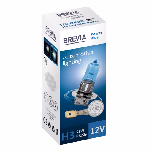 Галогенова лампа Brevia H3 12V 55W PK22s Power Blue CP 12030PBC