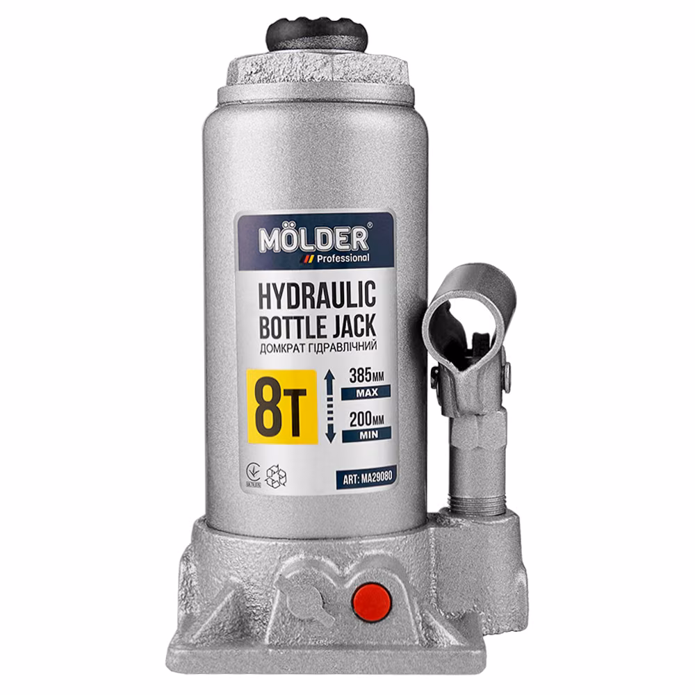 Домкрат гідравлічний пляшковий Molder 8т 200-385мм MA29080 MA29080