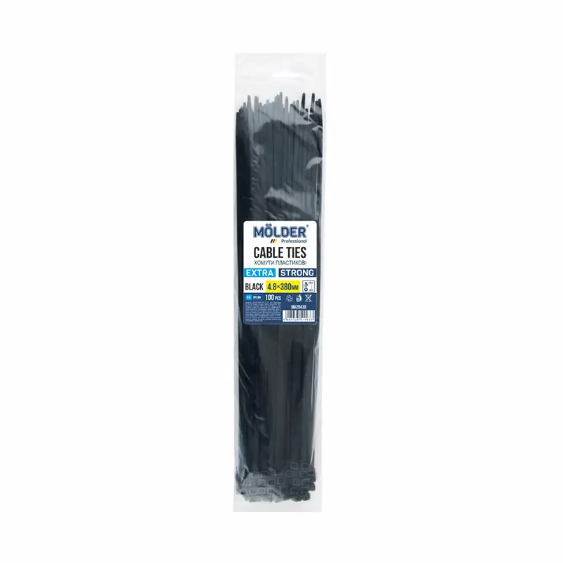 Хомути Molder пластикові чорні 4.8x380, 100шт MA28438