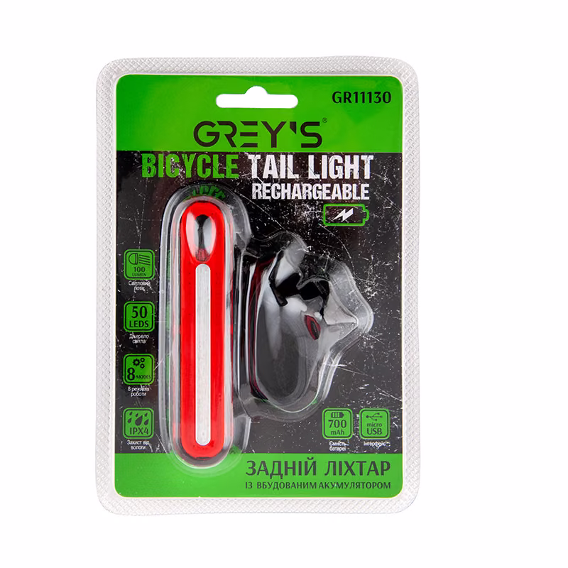 Ліхтарик на велосипед задній Grey's GR11130 50xLEDs IPX4 GR11130