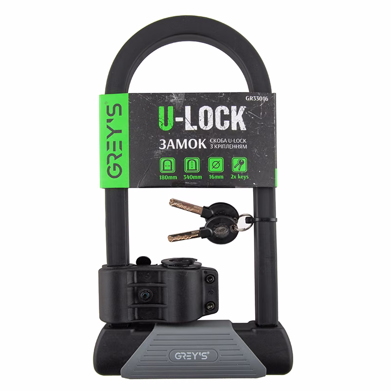 Велозамок скоба U-lock Grey's GR33016 16*180*340мм GR33016