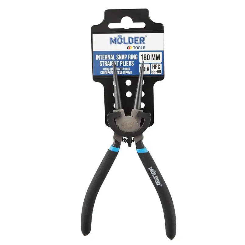 Кліщі MOLDER MT46018 для внутрішніх стопорних кілець, прямі Cr-V 180мм MT46018
