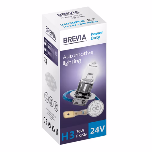 Галогенова лампа Brevia H3 24V 70W PK22s Power Duty CP 24030PDC