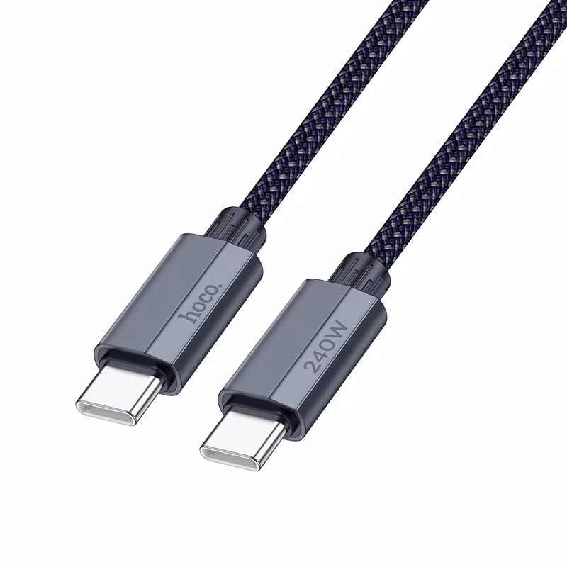 Кабель Hoco U134 Primero 240W charging data cable Type-C to Type-C (L=1.8м) темно-синій HC-U134-CC-1.8m-Blue