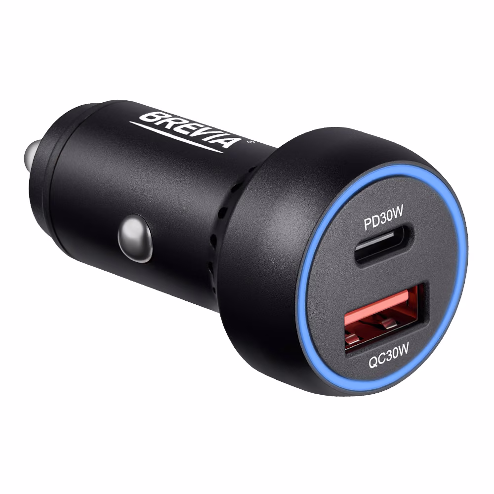 Автомобільний зарядний пристрій Brevia ePower Dual PowerMax Metal LED 60W 1xUSB-C+1xUSB-A, 46060CUB 46060CUB