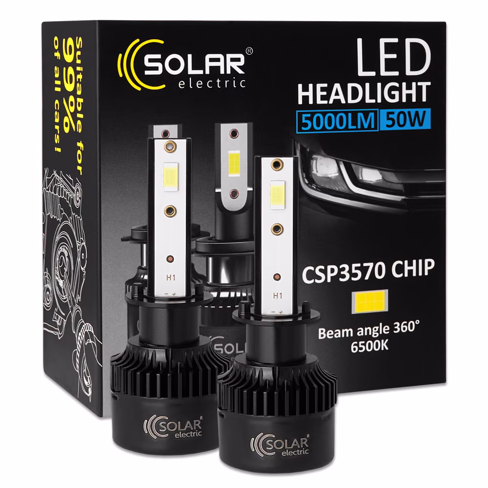 Автолампа Solar LED H1 12/24V 50W 5000Lm 6500K CSP3570 2шт 8501S2 8501S2