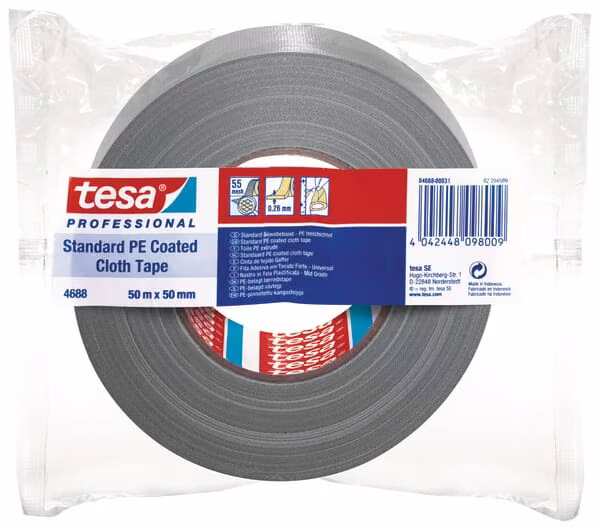 Стрічка, тканина, стандартне покриття з ПЕ, сірий, TesaBAND® T046880003100