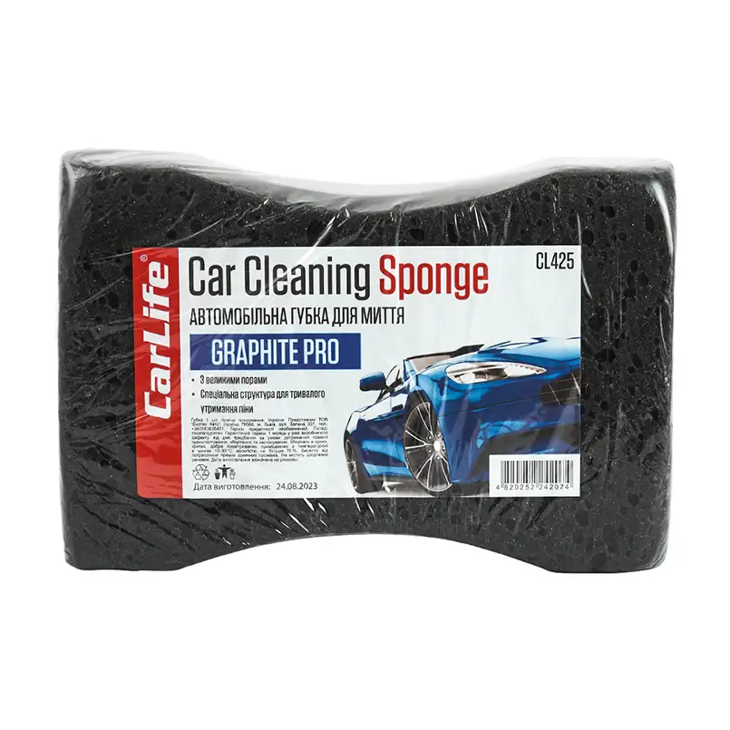 Губка для миття авто CarLife CL-425 GraphitePro з великими порами CL-425