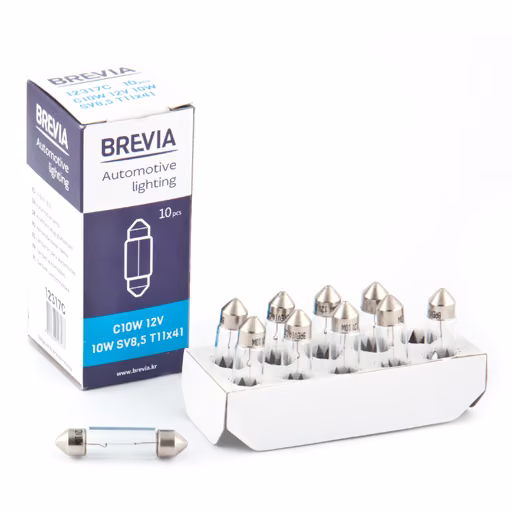 Лампа розжарювання Brevia C10W 12V 10W SV8.5 T11x41 CP 12317C