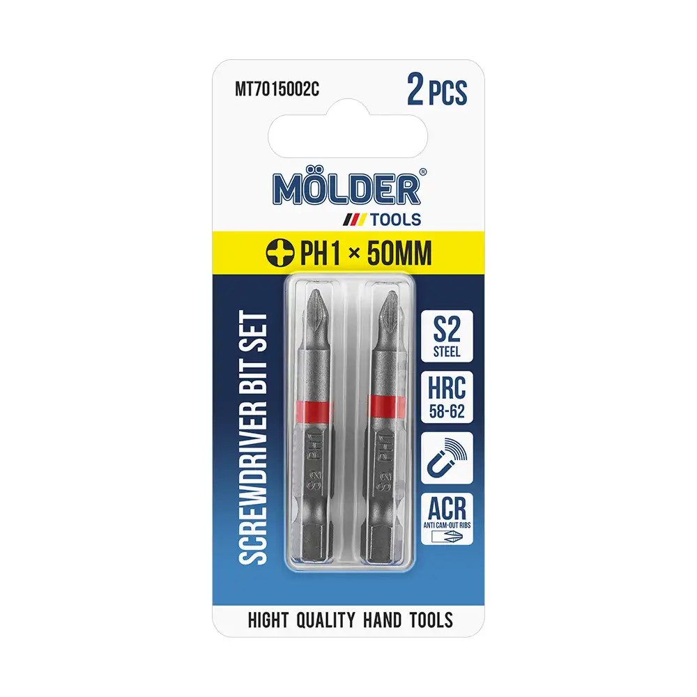 Набір біт Molder PH1x50мм 2шт (кольорове маркування) MT7015002C MT7015002C