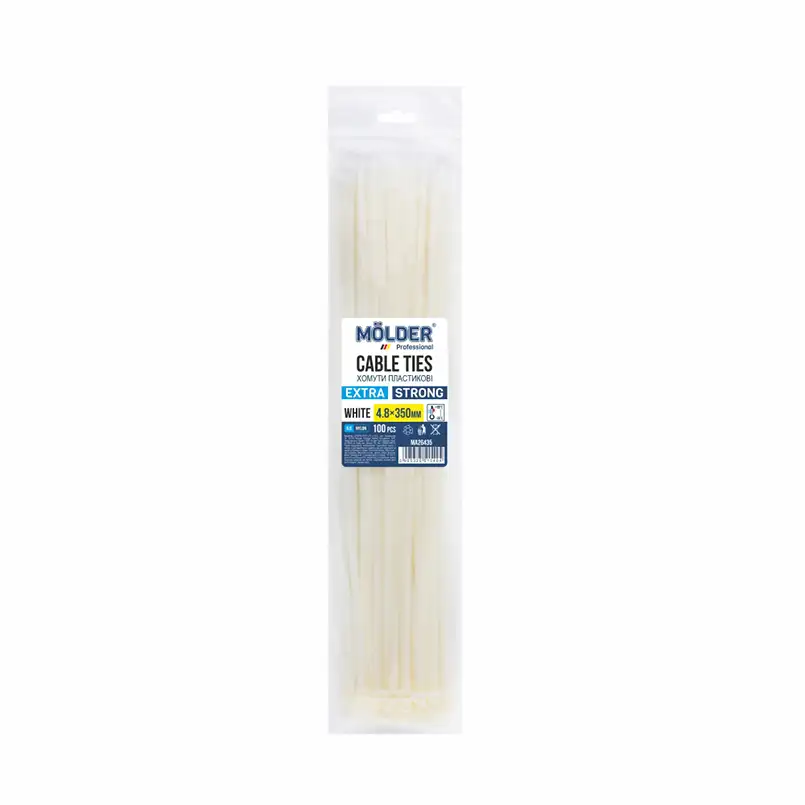 Хомути Molder пластикові білі 4.8x350, 100шт MA26435