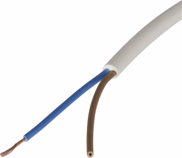 Кабель 2х0,75 мм², білий, ПВХ, пог.м, Helukabel H05VVF2X075WH