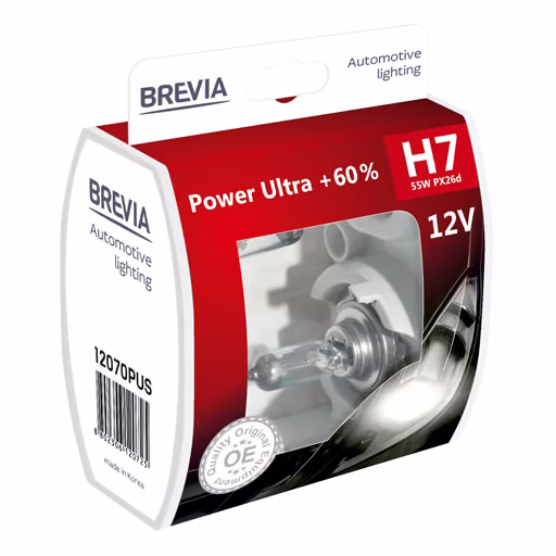 Галогенова лампа Brevia H7 12V 55W PX26d Power Ultra+ 60% S2 12070PUS