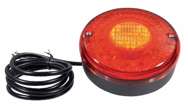 Задній ліхтар, LED, круглий, 12/24V, червоний/бурштиновий, болтове кріплення, діаметр 140mm LA2002M