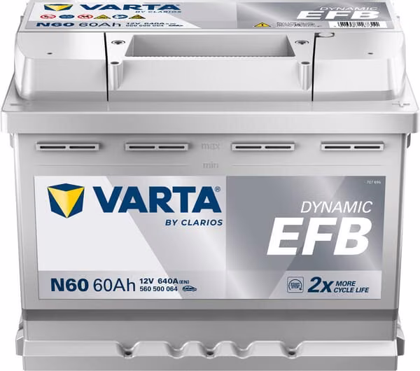 Акумулятор 12 В 60 А·год 640 А N60 VARTA Dynamic EFB 560500064