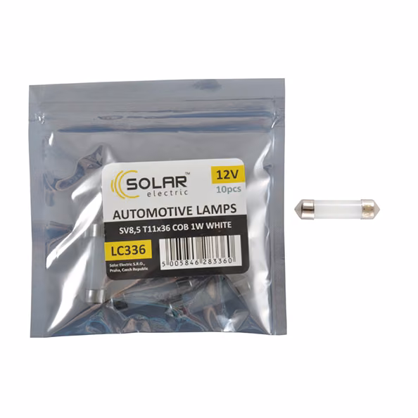 LED автолампа SOLAR 12V SV8.5 T11x36 1COB 1W white 10шт LC336_P