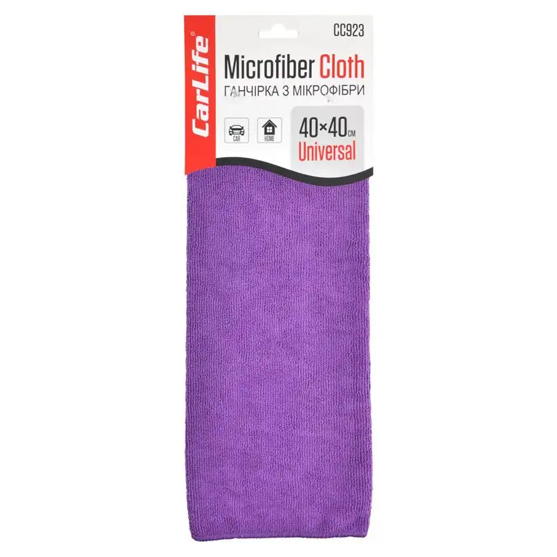 Ганчірка з мікрофібри CarLife CC933, 40x40 см, фіолетова CC923