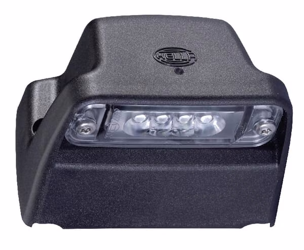 Підсвічування номерного знака LED, прямокутна, 12V, прозора, на болтах, 93x63x66.2mm, Blade terminal, 4 LED, Hella 2KA010278421