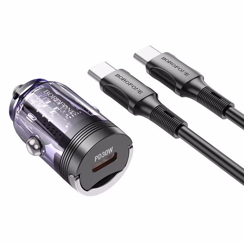Автомобільний зарядний пристрій Borofone BZ29 Ray single port PD30W car charger set(Type-C to Type-C