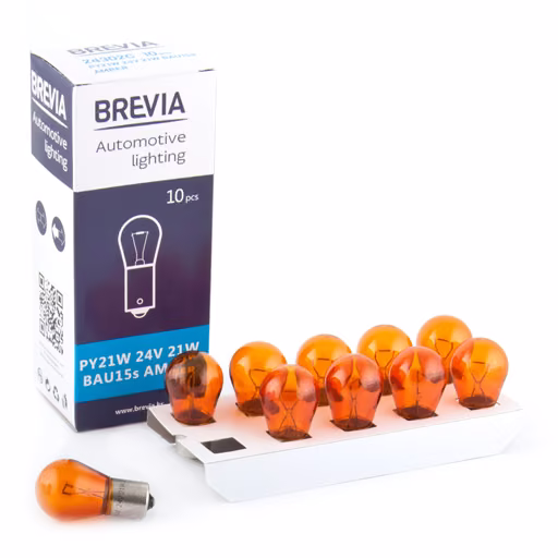 Лампа розжарювання Brevia PY21W 24V 21W BAU15s AMBER CP 24302C