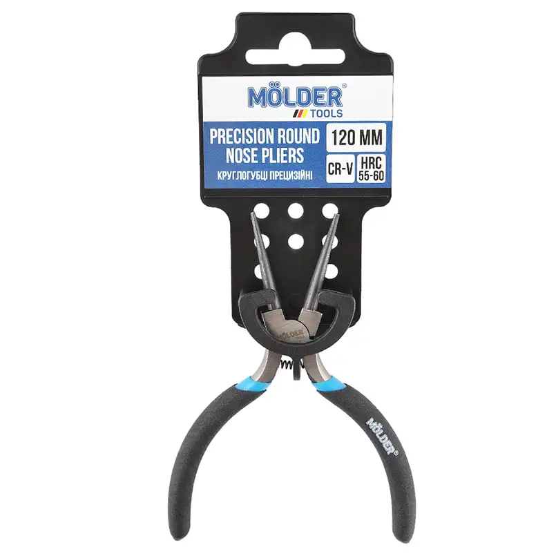 Круглогубці прецизійні MOLDER MT41512 Cr-V 120мм, прогумована ручка MT41512