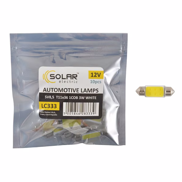 LED автолампа SOLAR 12V SV8.5 T11x36 1COB-8SMD 56LM white 10шт LC333_P