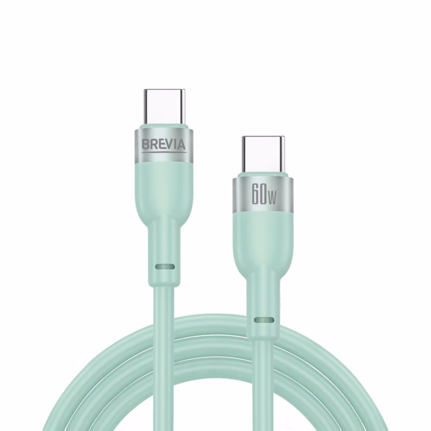 Кабель Brevia Type-C to Type-C 60W 1,2м м'ятний ZIP, 52120MCCZ1 52120MCCZ1